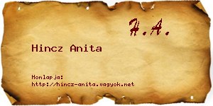 Hincz Anita névjegykártya